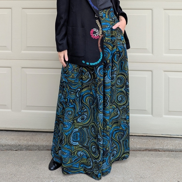SUPER WIDE LEG PANTS made from vintage curtains S M
